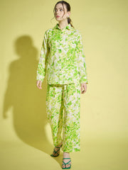 Floral Printed Rayon Women's Co-Ord Set |2 Piece Dress |Shirt Pant Set-3382-3384