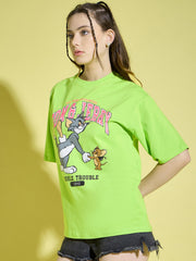 Cotton Half Sleeve Oversized Drop Shoulder Baggy Fit Women T-Shirts-3403-3405