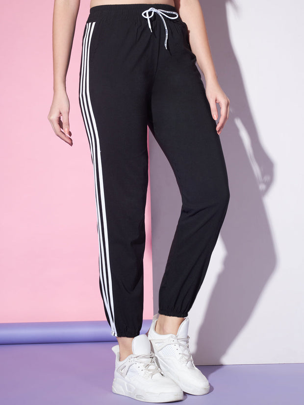 Toko Twill Women Mid-Rise Joggers Track Pant with Contrast Taping-3314