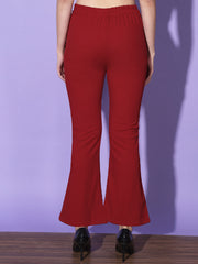 Lycra Solid Elasticated Women Trouser Pant-3292