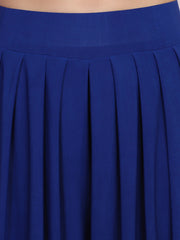 Royal Blue Lycra Solid Pleated Flared Elephant Palazzo Pant-2684