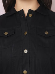 Twill Black Women Regular Jacket-2631