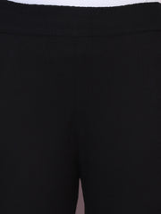 Black Cotton Stretch Legging with Lace Detail-2648