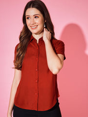 Solid Rayon Half Sleeve Women Formal Shirt-3268-3269