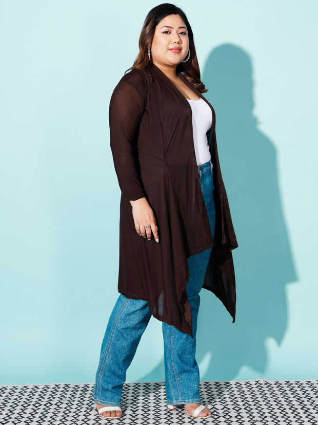 Solid Women Plus Size Long Shrug-1968PLUS