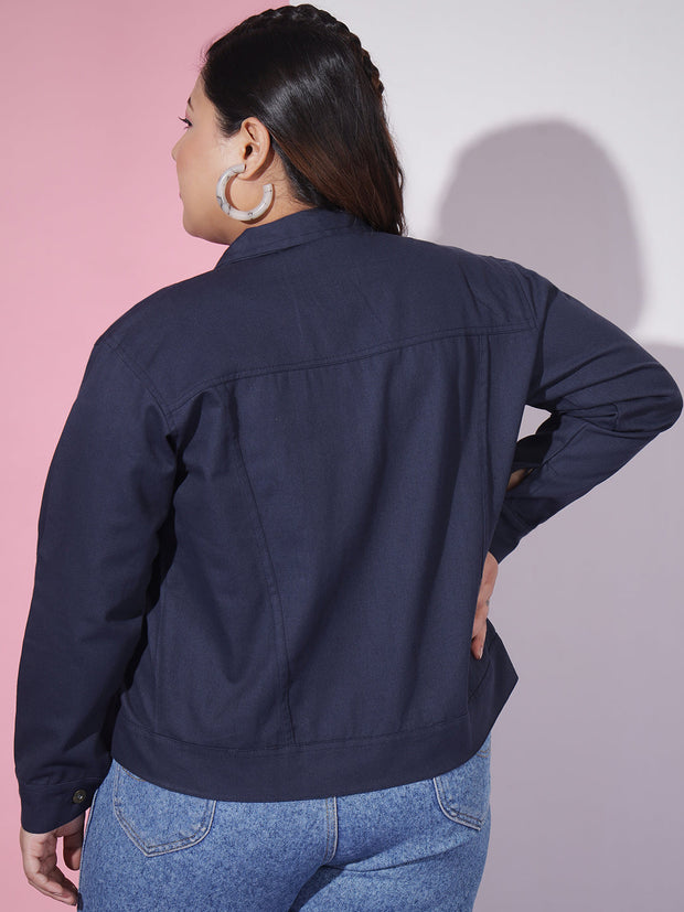 Twill Denim Plus Size Women Regular Jacket-2627PLUS