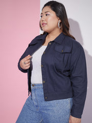 Twill Denim Plus Size Women Regular Jacket-2623PLUS