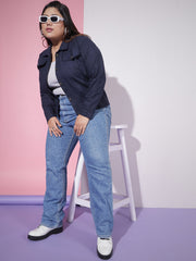 Twill Denim Plus Size Women Regular Jacket-2626PLUS