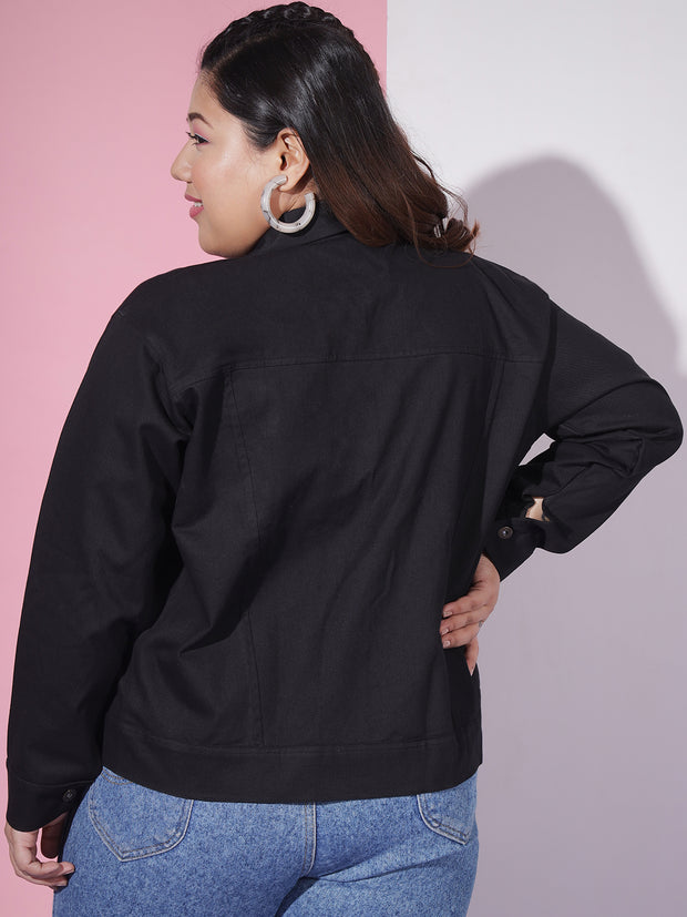 Twill Denim Plus Size Women Regular Jacket-2623PLUS