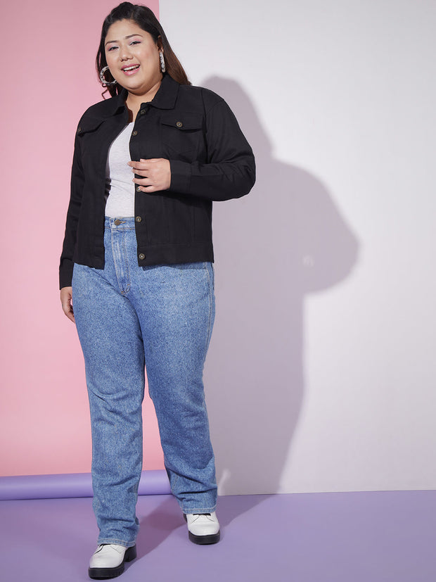 Twill Denim Plus Size Women Regular Jacket-2626PLUS