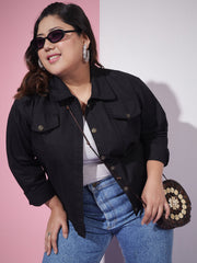 Twill Denim Plus Size Women Regular Jacket-2627PLUS