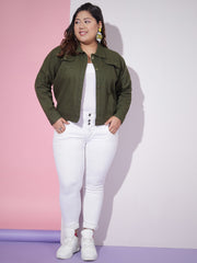 Twill Denim Plus Size Women Regular Jacket-2623PLUS