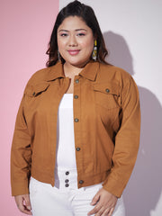 Twill Denim Plus Size Women Regular Jacket-2623PLUS