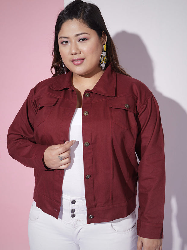 Twill Denim Plus Size Women Regular Jacket-2626PLUS