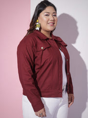 Twill Denim Plus Size Women Regular Jacket-2632PLUS