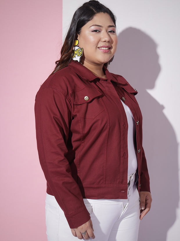 Twill Denim Plus Size Women Regular Jacket-2623PLUS