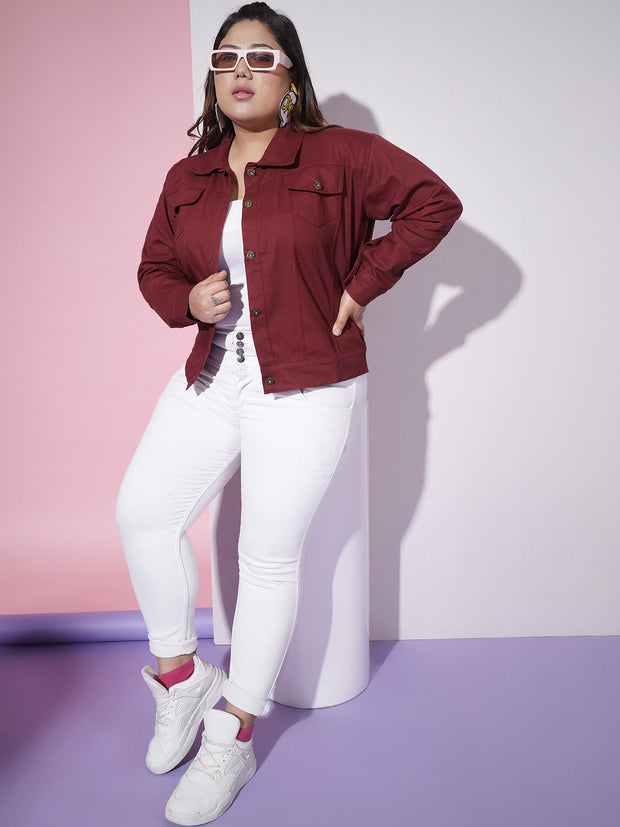 Twill Denim Plus Size Women Regular Jacket-2631PLUS