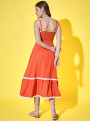 Ruffled Trim Flowy Maxi Women’s Dress with Spaghetti Straps-3567-3567