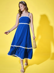 Ruffled Trim Flowy Maxi Women’s Dress with Spaghetti Straps-3567-3567
