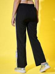 Sporty Women Track Pant with Side Stripes, Elasticated, and Ankle Tie Detail-3561-3561