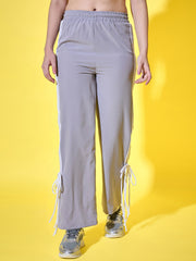 Sporty Women Track Pant with Side Stripes, Elasticated, and Ankle Tie Detail-3561-3561
