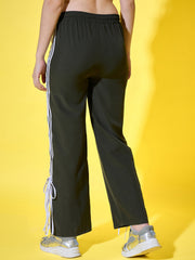 Sporty Women Track Pant with Side Stripes, Elasticated, and Ankle Tie Detail-3561-3561