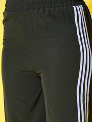 Sporty Women Track Pant with Side Stripes, Elasticated, and Ankle Tie Detail-3561-3561