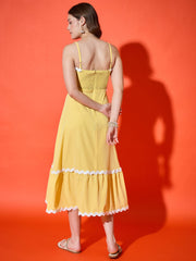 Ruffled Trim Flowy Maxi Women’s Dress with Spaghetti Straps-3567-3567