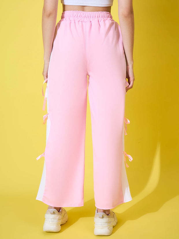 Women Wide Leg Trouser Pants with Side Bow Design-3582-3582