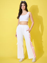 Women Wide Leg Trouser Pants with Side Bow Design-3582-3582