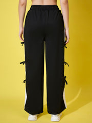 Women Wide Leg Trouser Pants with Side Bow Design-3582-3582