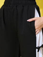 Women Wide Leg Trouser Pants with Side Bow Design-3582-3582