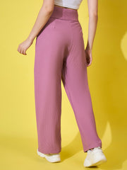 Cotton Ribbed Non-Stretchable Women’s Trouser Pant with High Waist-3593-3593