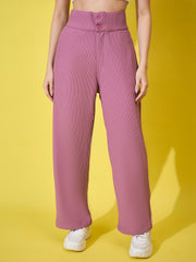 Cotton Ribbed Non-Stretchable Women’s Trouser Pant with High Waist-3593-3593