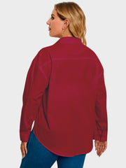 Solid Rayon Plus Size Women Formal Shirt-3039PLUS