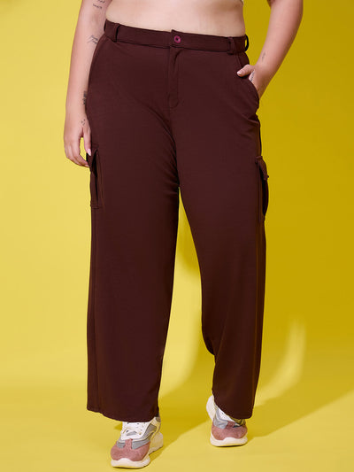 Relaxed Fit Plus Size Women Cargo Trouser Pant with Side Pockets-3388PLUS-3390PLUS