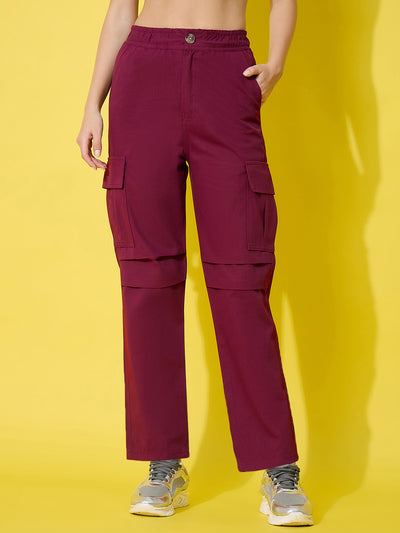 Twill Women’s Cargo Pants with Multiple Pockets-3610-3468