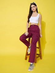 Twill Women’s Cargo Pants with Multiple Pockets-3610-3468