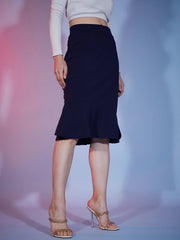 Fish Cut Knee Length Women Straight Skirt-3324