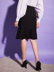 Fish Cut Knee Length Women Straight Skirt-3323