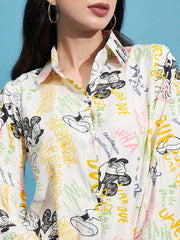Multicolor Rayon Digital Paper Print Women Long Shirt-3346GN3
