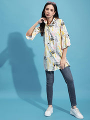 Multicolor Rayon Digital Paper Print Women Long Shirt-3344YN1