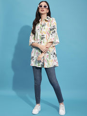 Multicolor Rayon Digital Paper Print Women Long Shirt-3344YN1