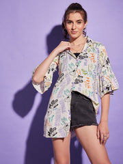 Multicolor Rayon Digital Paper Print Women Long Shirt-3345RN2