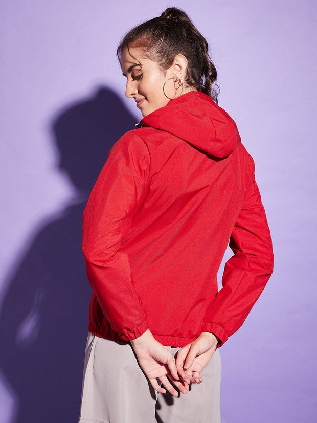 Waterproof Windcheater Jacket with Hoodie For Women-3351