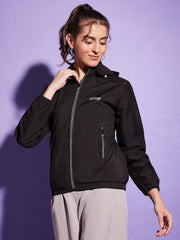 Waterproof Windcheater Jacket with Hoodie For Women-3352