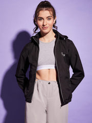 Waterproof Windcheater Jacket with Hoodie For Women-3349