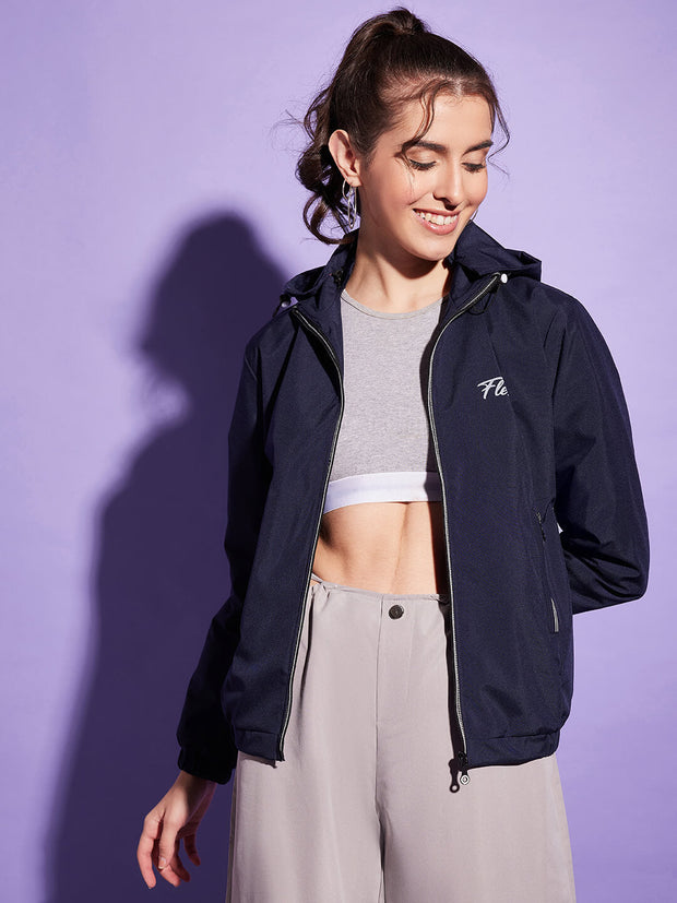 Waterproof Windcheater Jacket with Hoodie For Women-3351