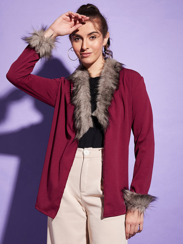 Jacket Style Women Fur Neck Collar Winter Shrug-3356