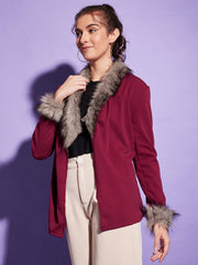 Jacket Style Women Fur Neck Collar Winter Shrug-3353